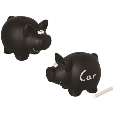 Chalkboard piggy bank 16 cm with red chalk pen