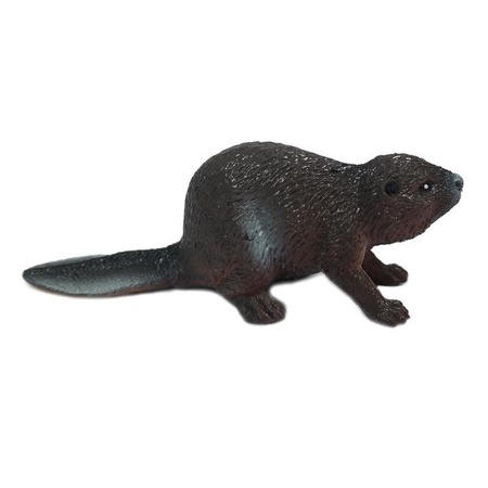 Beaver toy animal - dark brown - plastic - 5 cm