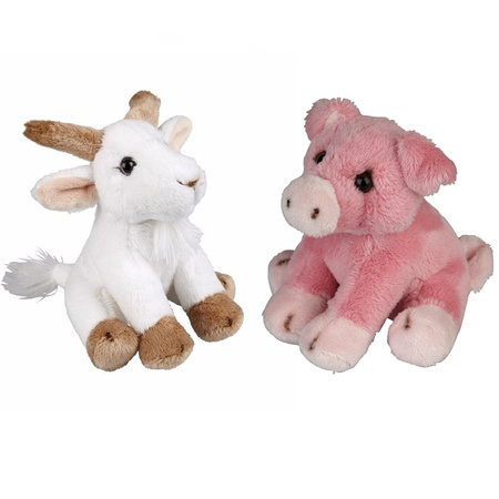 Farm animals soft toys 2x - Pig and Goat 15 cm
