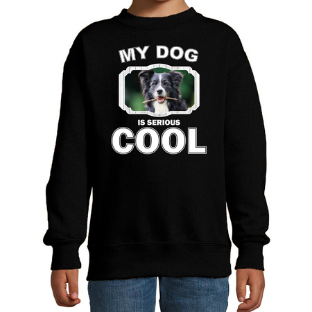 Honden liefhebber trui / sweater Border collie my dog is serious cool zwart voor kinderen