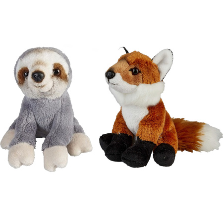 Forrest animals soft toys 2x - Fox and Sloth 15 cm