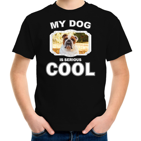 British bulldog dog t-shirt my dog is serious cool black for children