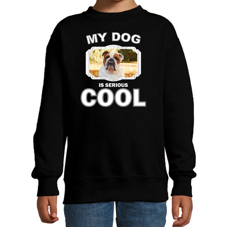 British bulldog sweater my dog is serious cool black for children