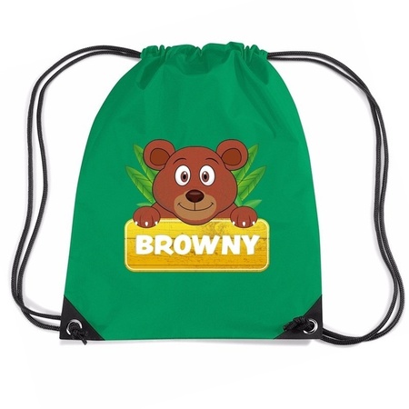 Browny the bear nylon bag green 11 liter