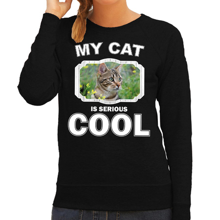 Brown cat sweater my cat is serious cool black for women