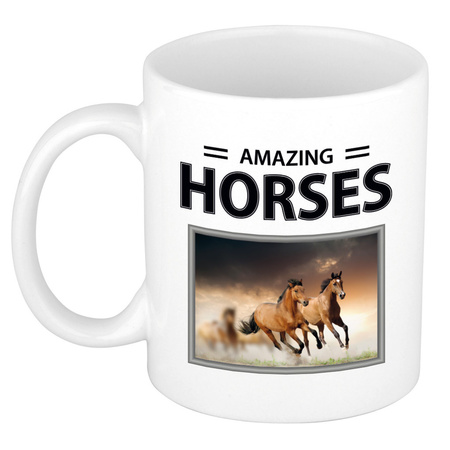Set van 3x stuks paarden thema drink mokken met dieren foto print van amazing horses