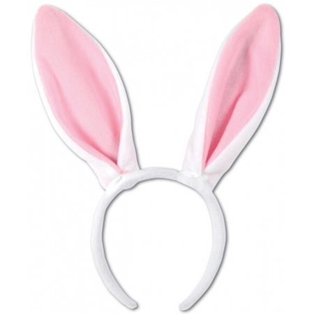 Easter bunny ears tiara pink/white with teeth/nose