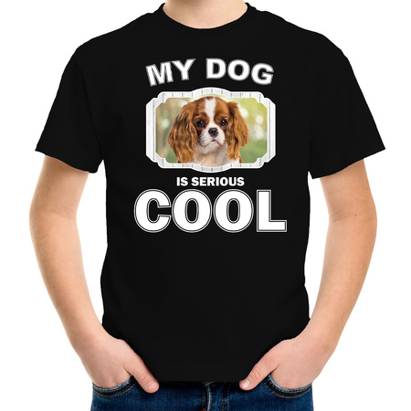 Honden liefhebber shirt Charles spaniel my dog is serious cool zwart voor kinderen