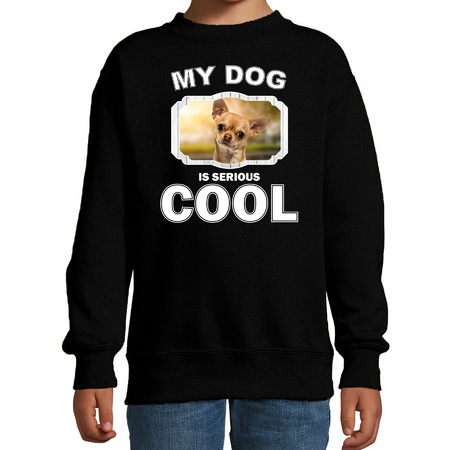 Honden liefhebber trui / sweater Chihuahua my dog is serious cool zwart voor kinderen