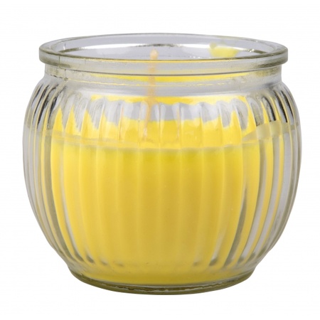 Yellow citronella scented candle in glass holder  - 10x - 7 x 6 cm
