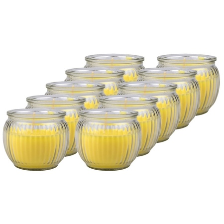 Yellow citronella scented candle in glass holder  - 10x - 7 x 6 cm