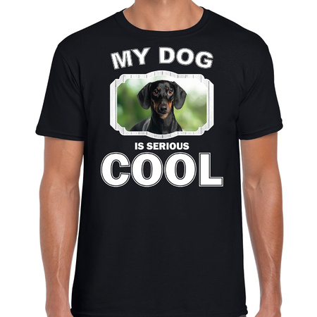 Cool dachshund dog t-shirt my dog is serious cool black for men