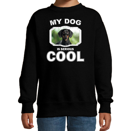 Honden liefhebber trui / sweater Coole teckel my dog is serious cool zwart voor kinderen