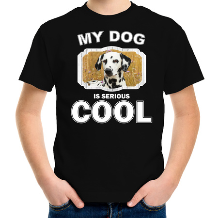 Honden liefhebber shirt Dalmatier my dog is serious cool zwart voor kinderen