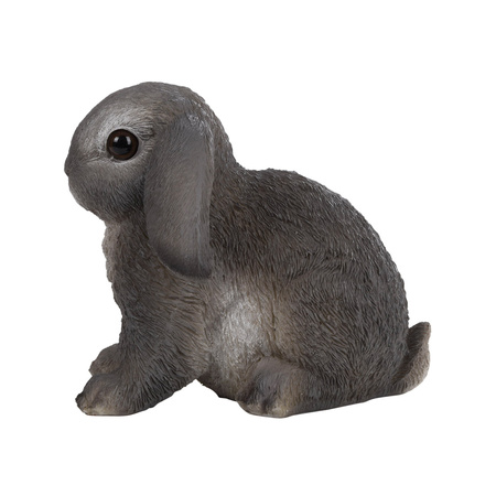 Tuinbeeldje grijs Hangoor konijntje 15 cm