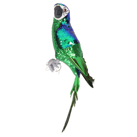Decoris Decoratie vogel papegaai - groen - 40 cm - kunststof