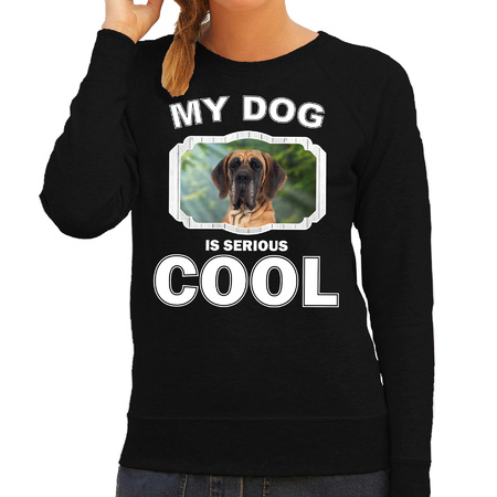 Honden liefhebber trui / sweater Deense dog my dog is serious cool zwart voor dames