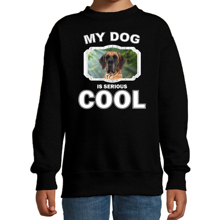 Honden liefhebber trui / sweater Deense dog my dog is serious cool zwart voor kinderen