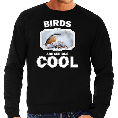 Sweater birds are serious cool zwart heren - vogels/ boomklever vogel trui