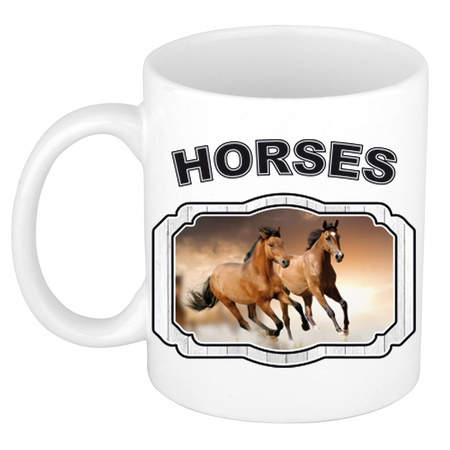 Animal brown horses mug / cup white 300 ml