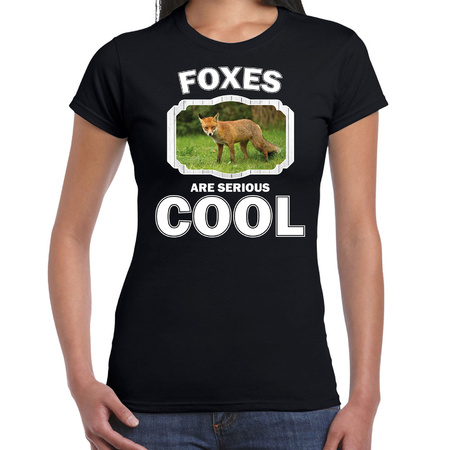 T-shirt foxes are serious cool zwart dames - vossen/ bruine vos shirt