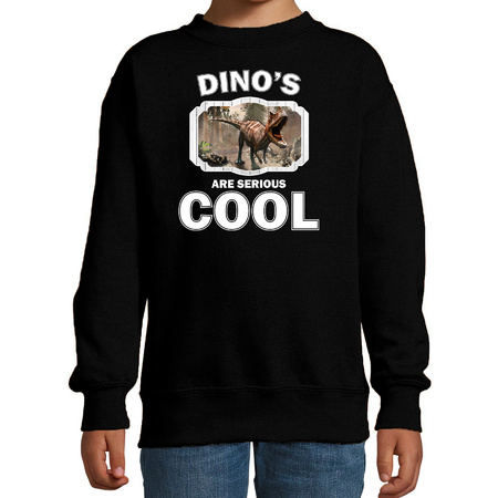 Sweater dinosaurs are serious cool zwart kinderen - dinosaurussen/ carnotaurus dinosaurus trui