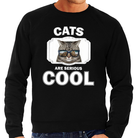 Sweater cats are serious cool zwart heren - katten/ coole poes trui