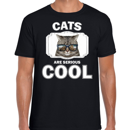 T-shirt cats are serious cool zwart heren - katten/ coole poes shirt