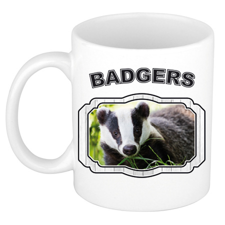 Animal badgers mug / cup white 300 ml
