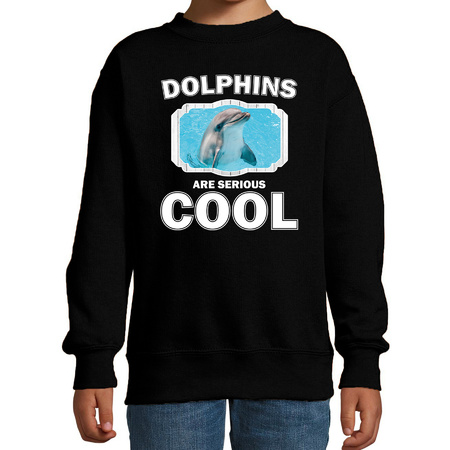 Sweater dolphins are serious cool zwart kinderen - dolfijnen/ dolfijn trui