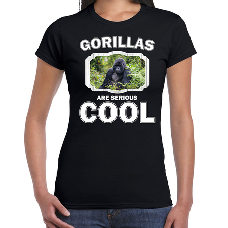 T-shirt gorillas are serious cool zwart dames - gorilla apen/ gorilla shirt