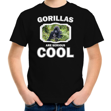 T-shirt gorillas are serious cool zwart kinderen - gorilla apen/ gorilla shirt