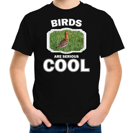 T-shirt birds are serious cool zwart kinderen - vogels/ grutto vogel shirt