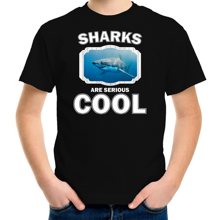 T-shirt sharks are serious cool zwart kinderen - haaien/ haai shirt