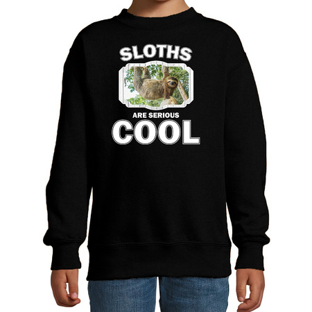 Sweater sloths are serious cool zwart kinderen - luiaarden/ hangende luiaard trui