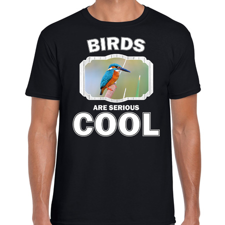 T-shirt birds are serious cool zwart heren - vogels/ ijsvogel shirt