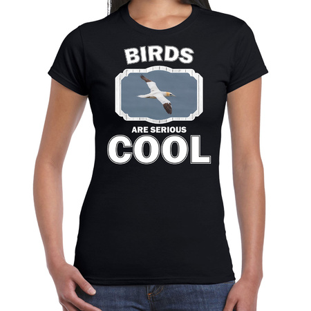 T-shirt birds are serious cool zwart dames - vogels/ jan van gent vogel shirt