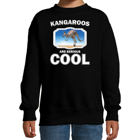 Sweater kangaroos are serious cool zwart kinderen - kangoeroes/ kangoeroe trui