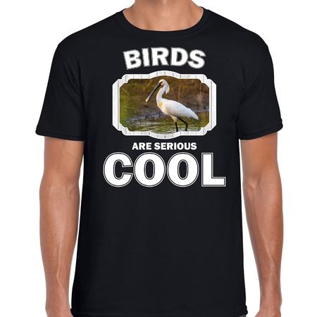 T-shirt birds are serious cool zwart heren - vogels/ lepelaar vogel shirt