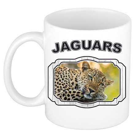 Animal jaguars/ leopard mug / cup white 300 ml