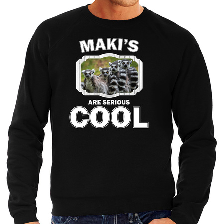 Sweater makis are serious cool zwart heren - maki apen/ maki familie trui