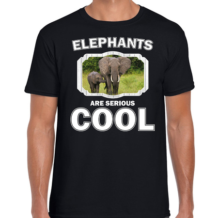 T-shirt elephants are serious cool zwart heren - olifanten/ olifant met kalf shirt