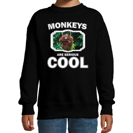 Sweater monkeys are serious cool zwart kinderen - Apen/ orangoetan trui