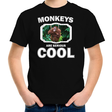 T-shirt monkeys are serious cool zwart kinderen - Apen/ orangoetan shirt