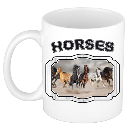 Animal horses mug / cup white 300 ml