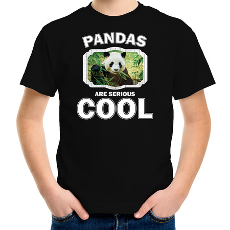 Animal panda bears are cool t-shirt black for children