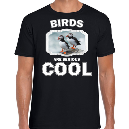 T-shirt birds are serious cool zwart heren - vogels/ papegaaiduiker vogel shirt