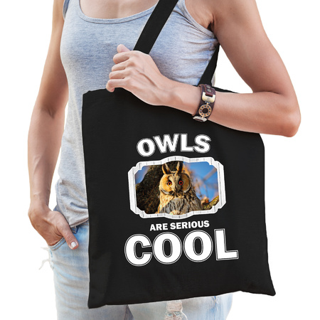 Animal long eared owls are cool bag black 