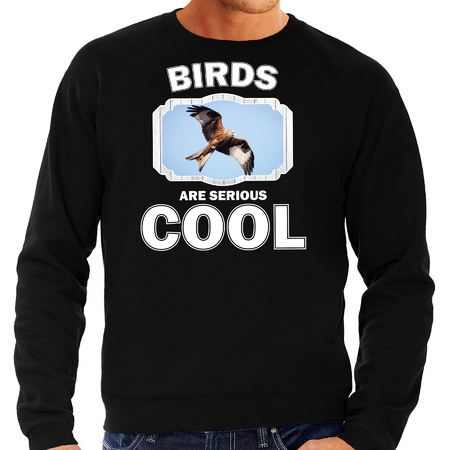 Sweater birds are serious cool zwart heren - arenden/ rode wouw roofvogel trui