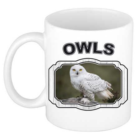 Animal snowy owls mug / cup white 300 ml